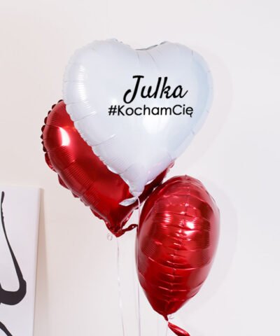 Balony w pudełku z helem – 3x serce #KochamCię