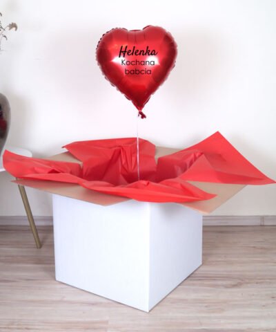 Balon serce z helem oraz napisem – Imię + Kochana Babcia