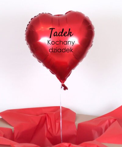 Balon serce z helem oraz napisem – Imię + Kochany dziadek