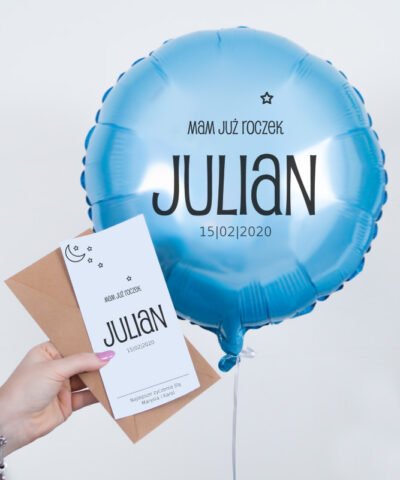 Balon z helem oraz kartką – Mam już roczek