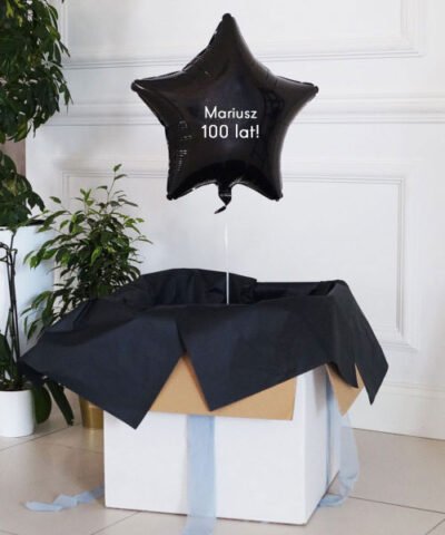 Urodzinowy balon gwiazda z helem w pudełku dla niego – 100 lat