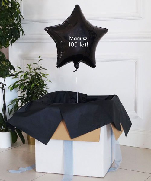Urodzinowy balon gwiazda z helem w pudełku dla niego – 100 lat