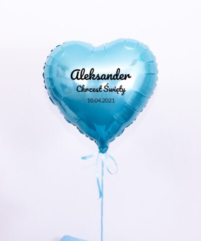 Niebieski balon z helem w pudełku na Chrzest – Blue Wish