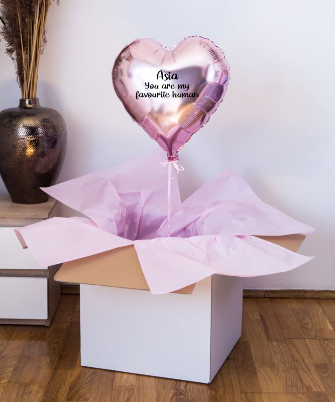 Różowy balon z helem w pudełku – My favourite human