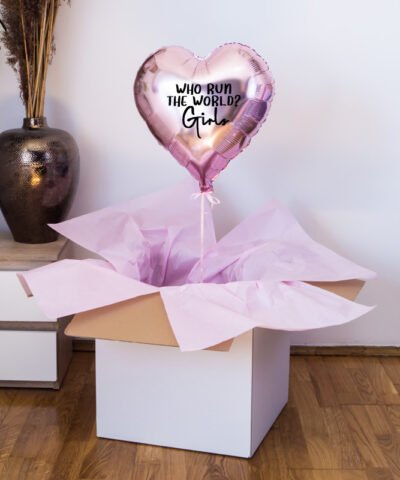 Różowy balon z helem w pudełku – Who Run The World