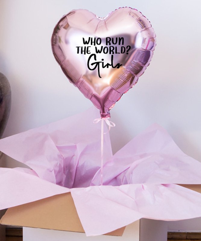 Różowy balon z helem w pudełku – Who Run The World