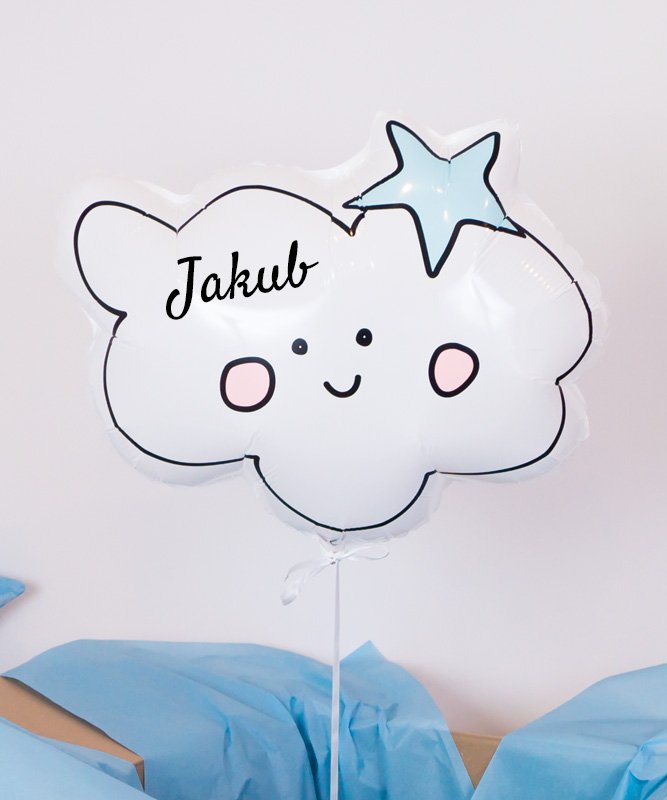 Personalizowany balon z helem – niebieska chmurka marzeń