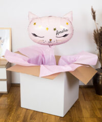 Balon z helem i imieniem dziecka - Kotek