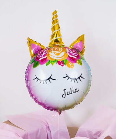 Personalizowany balon w pudełku – Jednorożec