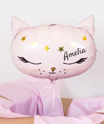 Balon z helem i imieniem dziecka – Kotek