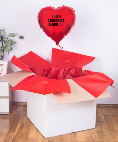Personalizowany balon z helem w pudełku na rocznicę