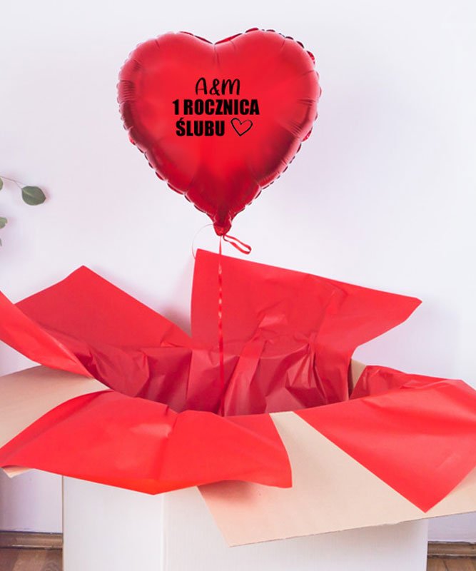 Personalizowany balon z helem w pudełku na rocznicę