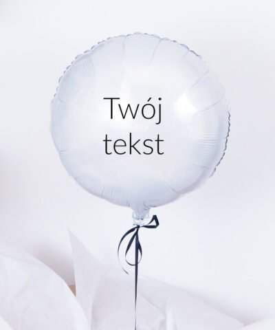 Balon białe koło z helem w pudełku z Twoim napisem