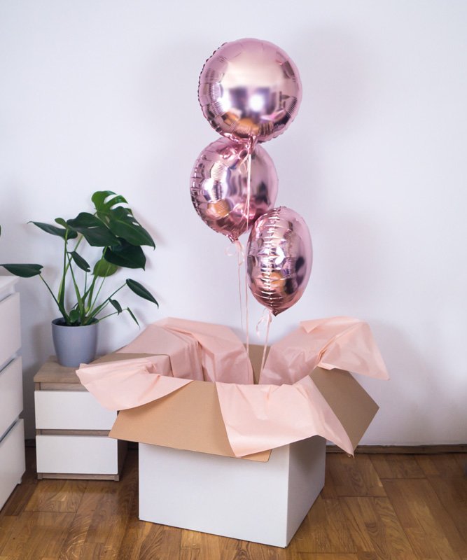 Balony z helem koła w kolorze różowego złota – Elegancja
