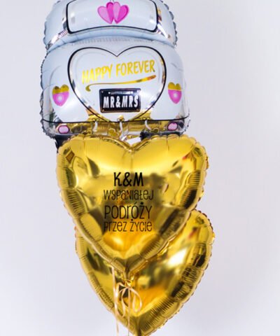 Balony z helem dla młodej pary – Wspaniałej Podróży