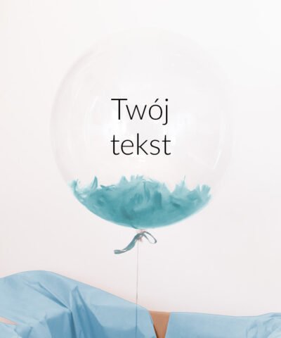 Przezroczysty balon z helem –  błękitna kula z Twoim napisem