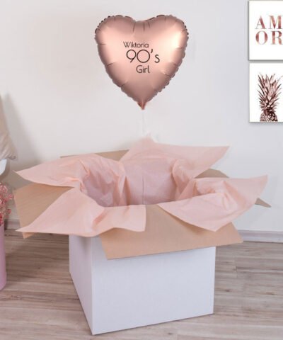 Balon serce różowe złoto z helem na prezent – 90’s Girl