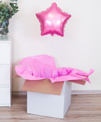 Balon z helem w pudelku – Różowa Gwiazdka