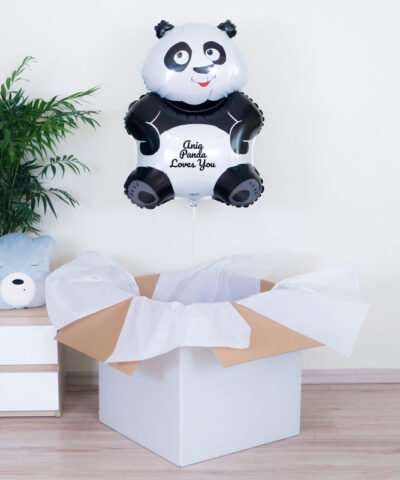 Balon z helem oraz imieniem – Panda Loves You
