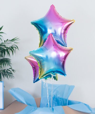 Balony gwiazdki z helem w pudełku – Pastelowe
