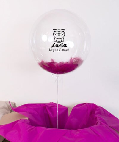 Ogromny balon kula z helem – Sowa Mądra Głowa z imieniem