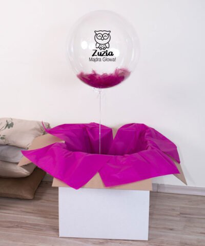 Ogromny balon kula z helem – Sowa Mądra Głowa z imieniem