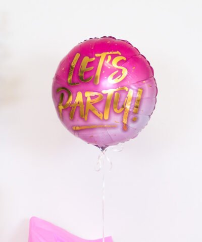 Różowy balon z helem w pudełku – Let’s Party