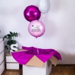 Balony z helem w pudełku dla pierwszoklasisty z imieniem