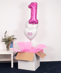 Balony na roczek z helem w pudełku dla dziewczynki