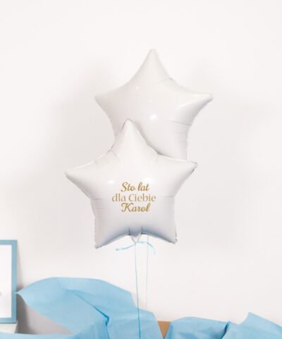 Balony z helem niebieskie gwiazdki na urodziny – 100 lat