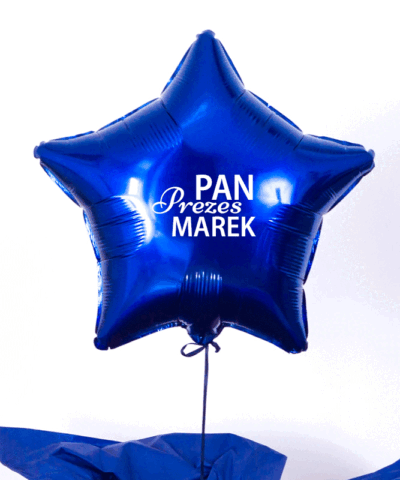 Balon z helem granatowa gwiazdka na prezent – Pan Prezes