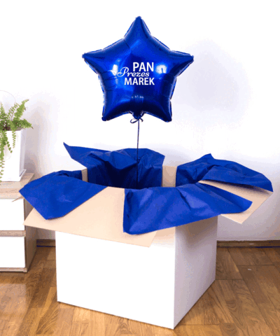 Balon z helem granatowa gwiazdka na prezent – Pan Prezes