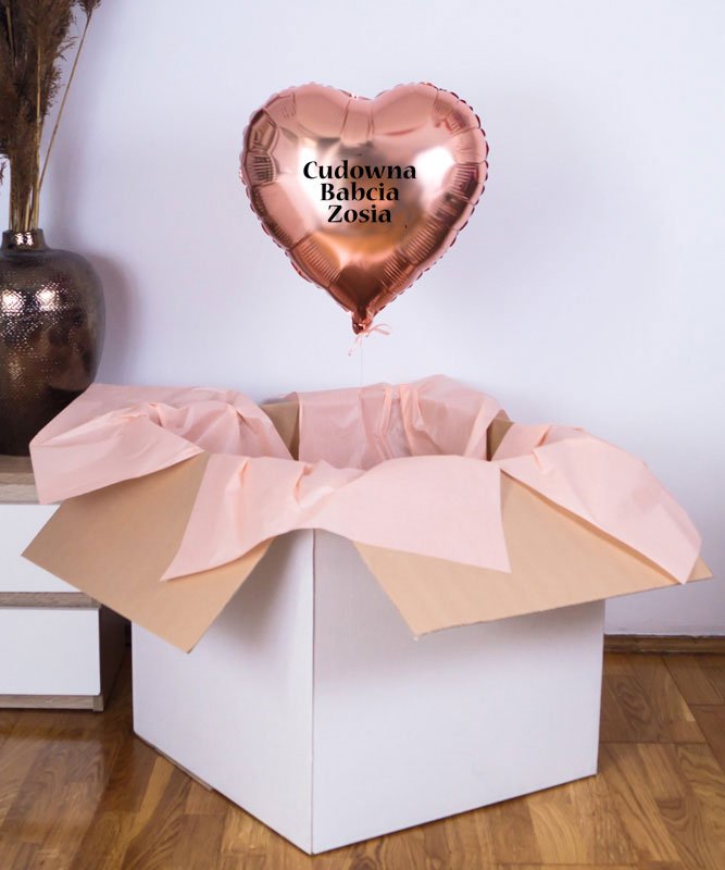 Balon serce z helem w pudełku dla Babci – Cudowna