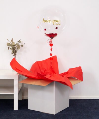 Personalizowany balon  kula z helem w pudełku – Love You