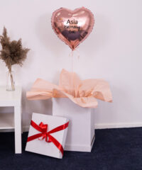 Balon serce różowe złoto na urodziny w prezentowym pudełku