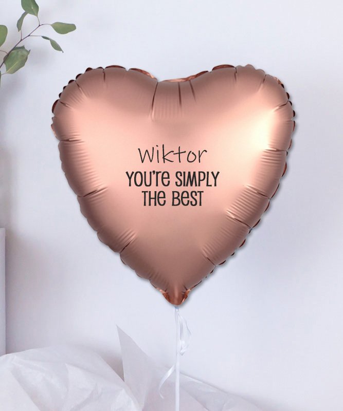 Balon z helem w kształcie serca + imię – Simply the best