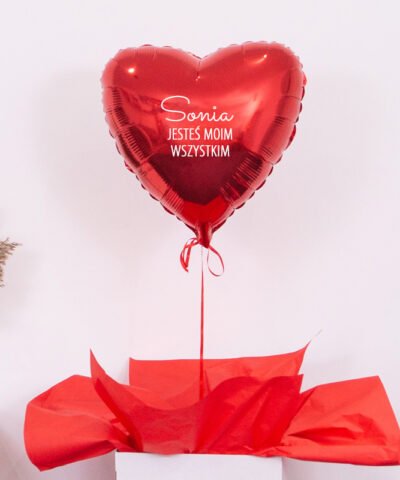 Balon czerwone serce z helem w pudełku – Moje Wszystko