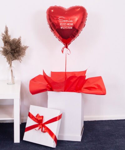 Balon czerwone serce z helem w pudełku – Moje Wszystko