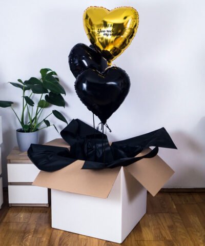 Balony serca w pudełku z helem dla mężczyzny – You Rock My World