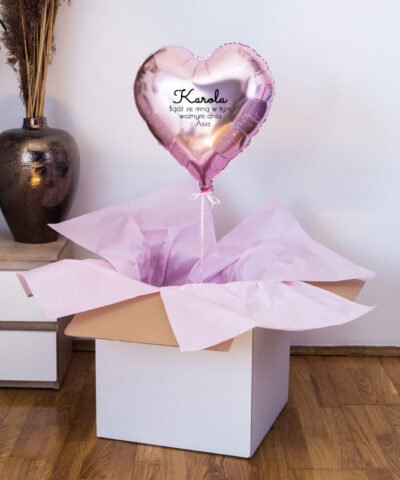 Balon z helem różowe serce w pudełku – Prośba o świadkowanie