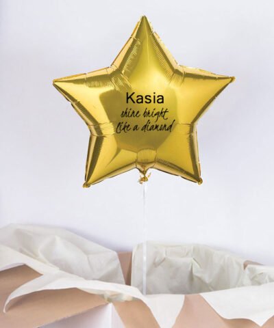 Balon złota gwiazdka z helem na prezent – Diamond