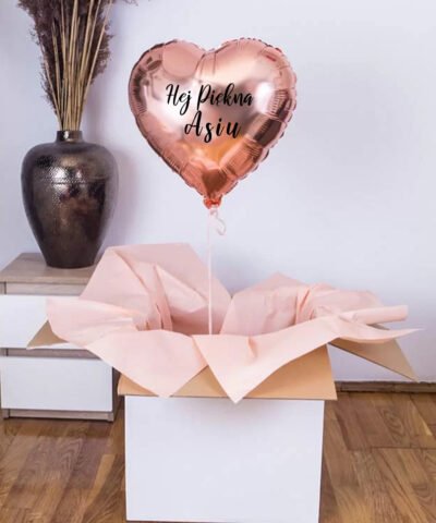Balon z helem serce golden rose – Hej Piękna