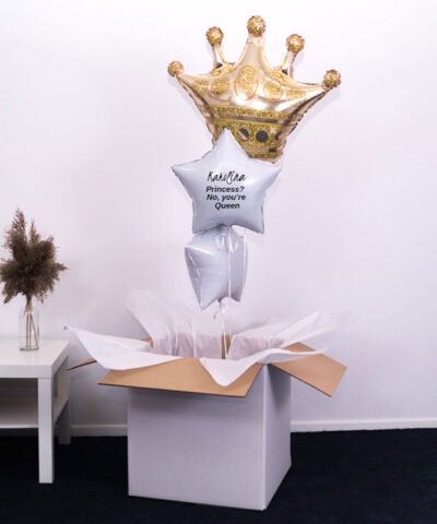 Trzy balony z helem w pudełku na prezent – Queen
