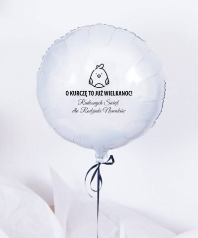 Balon białe koło z helem na prezent – To już Wielkanoc