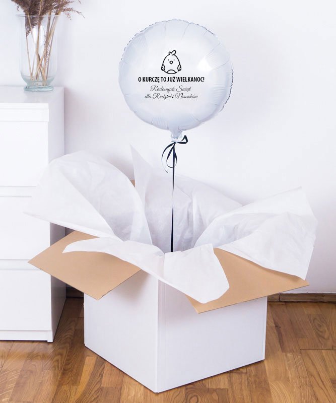 Balon białe koło z helem na prezent – To już Wielkanoc