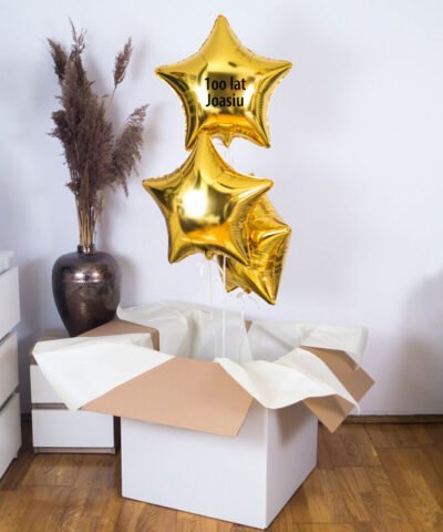 Złote trio – balony z helem na urodziny