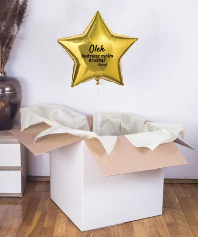 Prośba o bycie świadkiem w pudełku – balon gwiazdka z helem