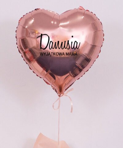Balon serce z helem w pudełku + imię Mamy – Wyjątkowa