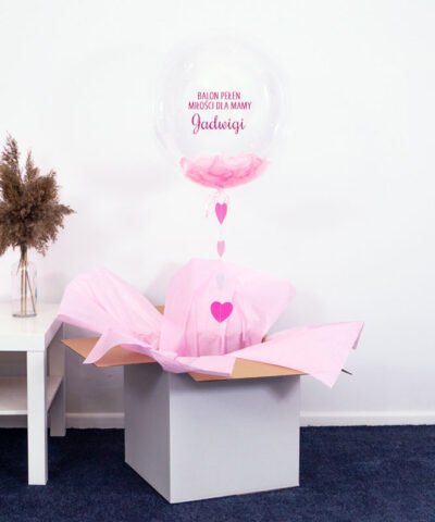 Ogromny balon kula z helem w pudełku dla Mamy – Prezent pełen miłości