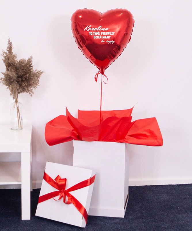 Balon czerwone serce z helem – prezent na pierwszy dzień Mamy